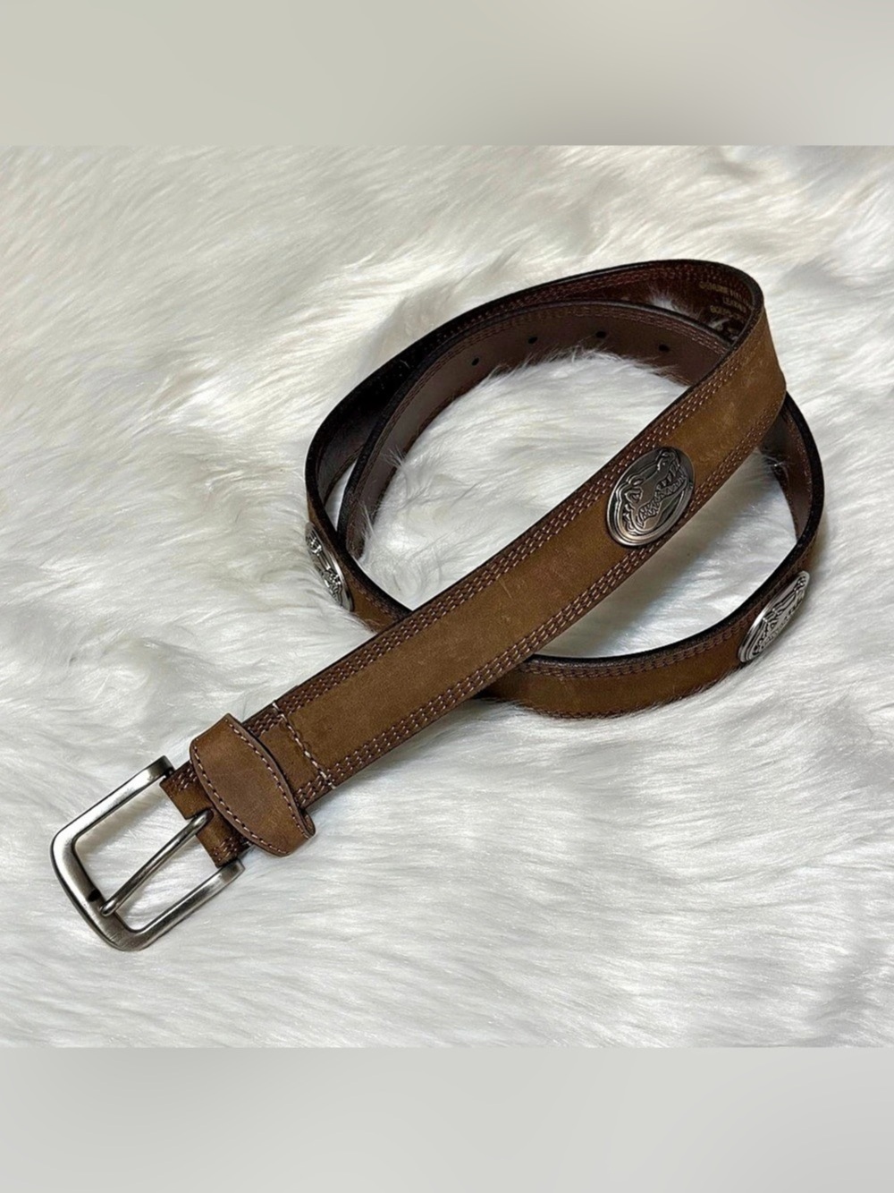 ZEP-PRO Alligator Emblem Leather Belt Brown Size 34